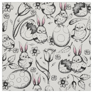 Vintage handGezeichnet Frühjahr- und Osterwäsche d Stoff