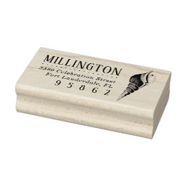 Vintage handgezeichnet Muschel Rücksendeadresse Gummistempel