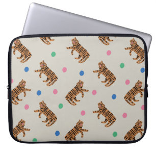 Vintage handgezeichnet Tiger und farbenfrohe Polka Laptopschutzhülle