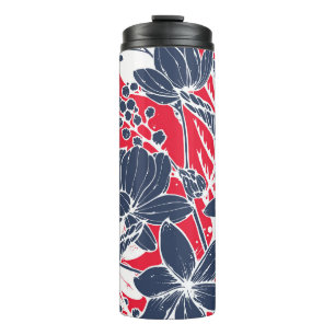 Vintage handgezeichnete Blumen, elegantes Muster. Thermosbecher