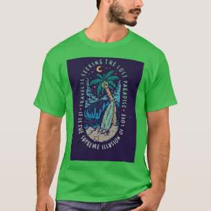 Vintage, handgezeichnete Darstellung des Strandsur T-Shirt