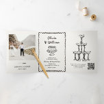 Vintage handgezeichnete Foto-Hochzeit Dreifach Gefaltete Einladung<br><div class="desc">Vintages handgezeichnetes Foto Hochzeit mit drei Falten Einladung</div>