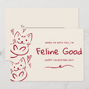 Vintage handgezeichnete Katzen Feline Good With Yo Feiertagskarte