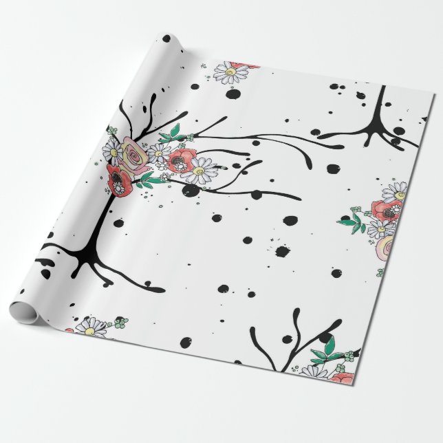 Vintage, handgezeichnete, nahtlose Mustergrafik Geschenkpapier (Ungerollt)