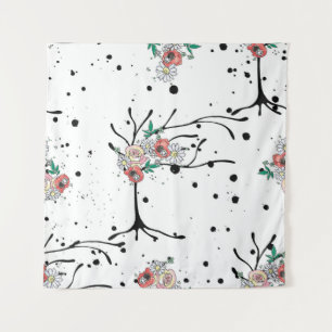 Vintage, handgezeichnete, nahtlose Mustergrafik Wandteppich