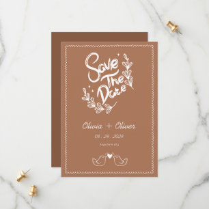 Vintage handgezeichnete Terrakotta-Hochzeit Save The Date