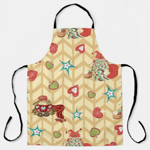 Vintage, handgezeichnete Weihnachtsmustertafel Schürze