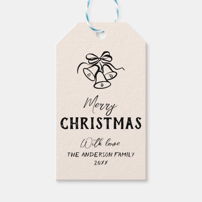 Vintage Handklingglocken Grenz Foto Weihnachten Geschenkanhänger (Vorderseite)