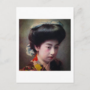 Vintage handkolorierte japanische Geisha Altes Jap Postkarte