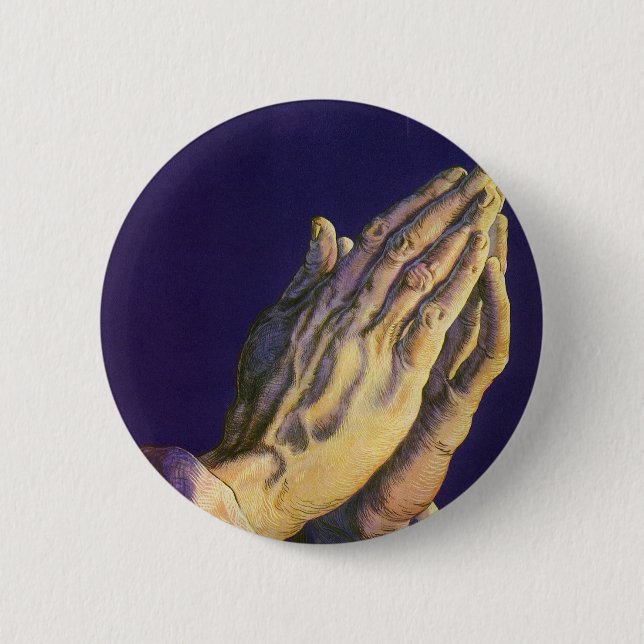 Vintage Hands Praying with Star of Bethlehem Button (Vorderseite)