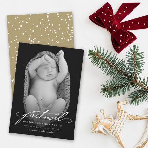 Vintage-Handschrift-Script Baby's First Noel Foto Feiertagskarte
