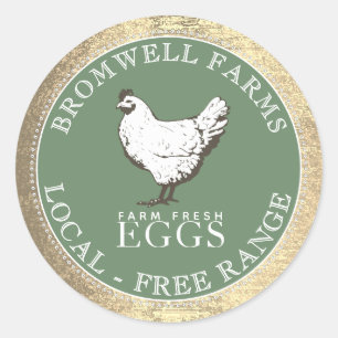 VINTAGE HÄNENLANDWIRTSCHAFT FRISCHES EGG-Grün mit  Runder Aufkleber