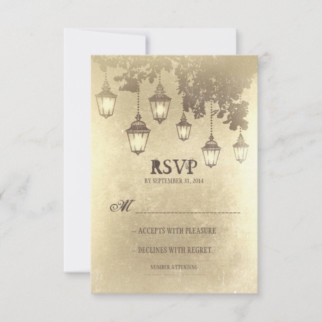 Vintage hängende Lampen mit RSVP-KARTEN RSVP Karte (Vorderseite)