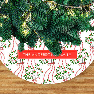 Vintage hängende Mistelzweig-Weihnachtsmuster Fleece Weihnachtsbaumdecke