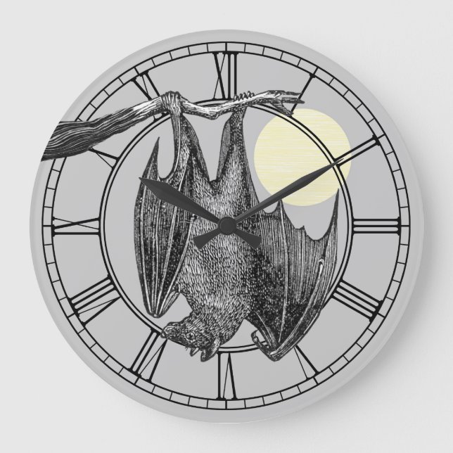 Vintage Hanging Bat Große Wanduhr (Vorderseite)