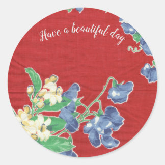 Vintage hanky sticker * Have a beautiful day