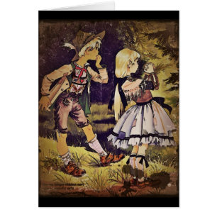 Vintage Hänsel und Gretel sehen das Häuschen