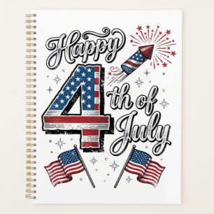 Vintage Happy 4. Juli Patrioten-Feuerwerk-Shirt Planer