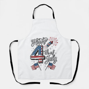 Vintage Happy 4. Juli Patrioten-Feuerwerk-Shirt Schürze