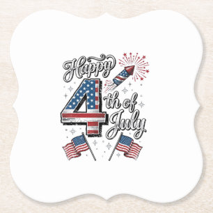 Vintage Happy 4. Juli Patrioten-Feuerwerk-Shirt Untersetzer