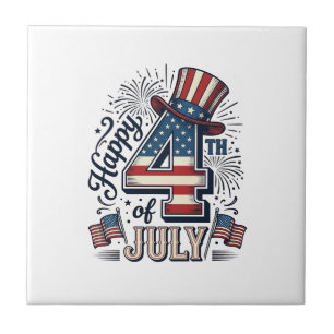 Vintage Happy 4. Juli Patrioten Hut Vektor Des Fliese