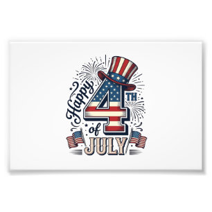 Vintage Happy 4. Juli Patrioten Hut Vektor Des Fotodruck