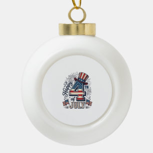 Vintage Happy 4. Juli Patrioten Hut Vektor Des Keramik Kugel-Ornament