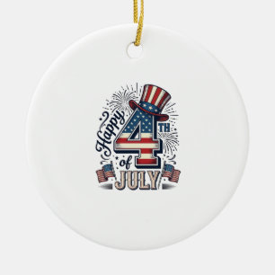 Vintage Happy 4. Juli Patrioten Hut Vektor Des Keramik Ornament