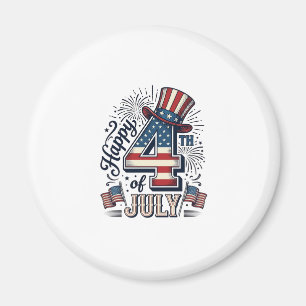 Vintage Happy 4. Juli Patriotenmütze Vektor Des Magnet