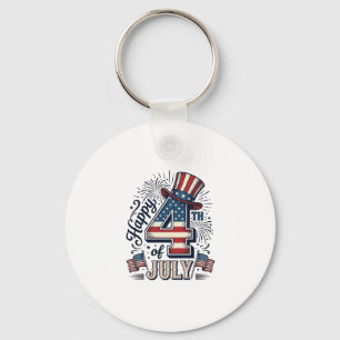 Vintage Happy 4. Juli Patriotenmütze Vektor Des Schlüsselanhänger