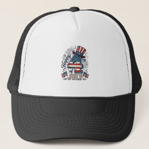 Vintage Happy 4. Juli Patriotenmütze Vektor Des Truckerkappe