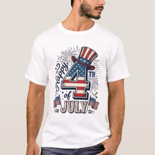 Vintage Happy 4th of July Patriotenmütze Vektor De T-Shirt