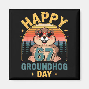 Vintage Happy 67 Tag des Murmeltieres Tierliebhabe Magnet