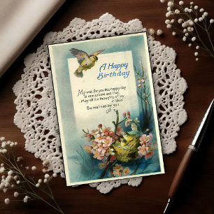 Vintage Happy Birthday 1917 Vogelnest Postkarte