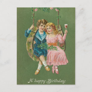 Vintage-Happy-Birthday-Grußkarte 1900er Postkarte
