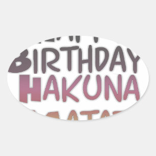 Vintage Happy Birthday Hakuna Matata Lila Inspirat Ovaler Aufkleber