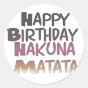 Vintage Happy Birthday Hakuna Matata Lila Inspirie Runder Aufkleber