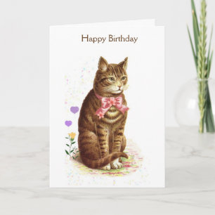 Vintage Happy Birthday Katze (Nachricht innen), Karte