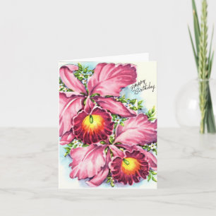 Vintage-Happy-Birthday-Orchideen-Karte Karte