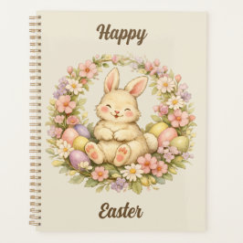 Vintage Happy Easter Bunny Floral Wreath Planer