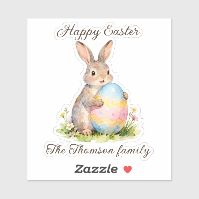 Vintage Happy Easter Bunny with Egg Family  Aufkleber (Blatt)