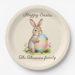 Vintage Happy Easter Bunny with Egg Family  Pappteller