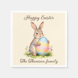 Vintage Happy Easter Bunny with Egg Family  Serviette