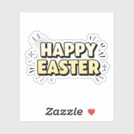 Vintage Happy Easter Typographic Sticker