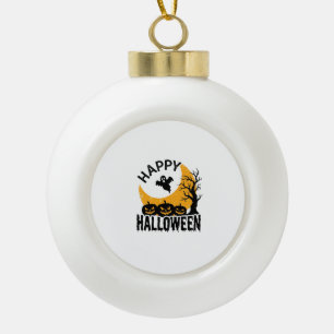 Vintage-Happy-Halloween-Geist-Kürbis-Shirt-Design Keramik Kugel-Ornament