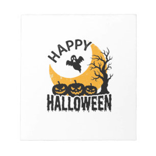 Vintage-Happy-Halloween-Geist-Kürbis-Shirt-Design Notizblock