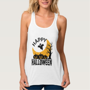 Vintage-Happy-Halloween-Geist-Kürbis-Shirt-Design Tank Top