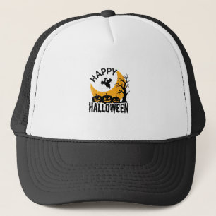 Vintage-Happy-Halloween-Geist-Kürbis-Shirt-Design Truckerkappe
