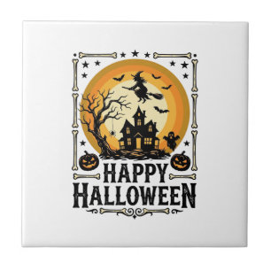Vintage-Happy-Halloween-Hexe-Mond-Shirt-Design_1 Fliese