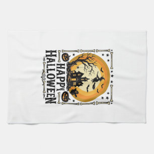 Vintage-Happy-Halloween-Hexe-Mond-Shirt-Design_1 Geschirrtuch